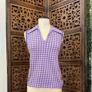 Sears Purple Houndstooth Sleeveless Blouse